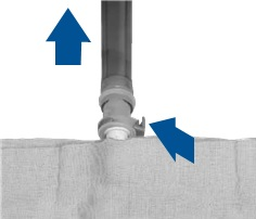 A close up of the air hose and air chamber connection.