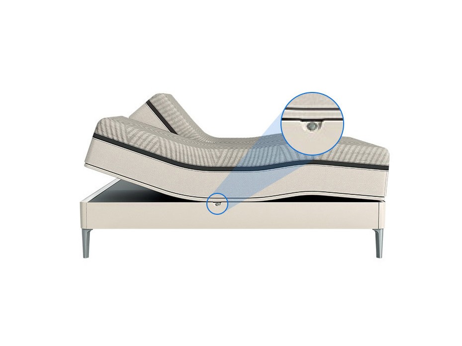 The side view of a FlexFit adjustable smart base calling out where the Favorite button is.