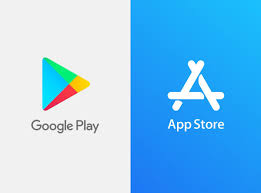 App Store and Google Play Store icons