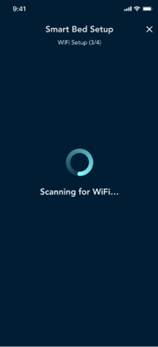 Scanning for Wi-Fi in the Sleep Number app.