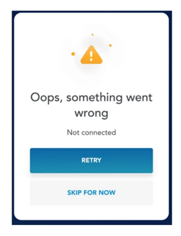 Oops, something went wrong error message from the Sleep Number app.