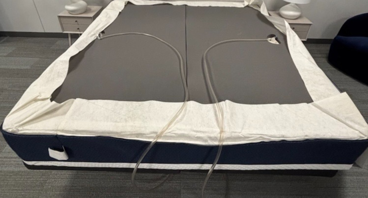 Air hoses routed through the head of the bed, compatible for mattress only.