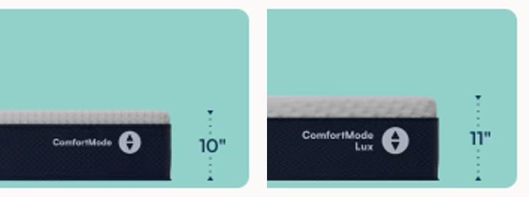 side by side comfortmode and comfortmode lux profile heights