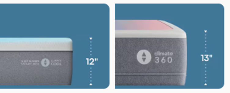 Side by side climate collection mattress heights