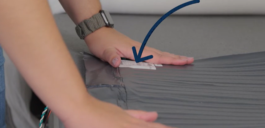 foot warming heating pad must be installed with the label side up.